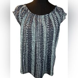 LC Lauren Conrad Women’s Multicolor Sleeve Blouse, Tie Front, Size M